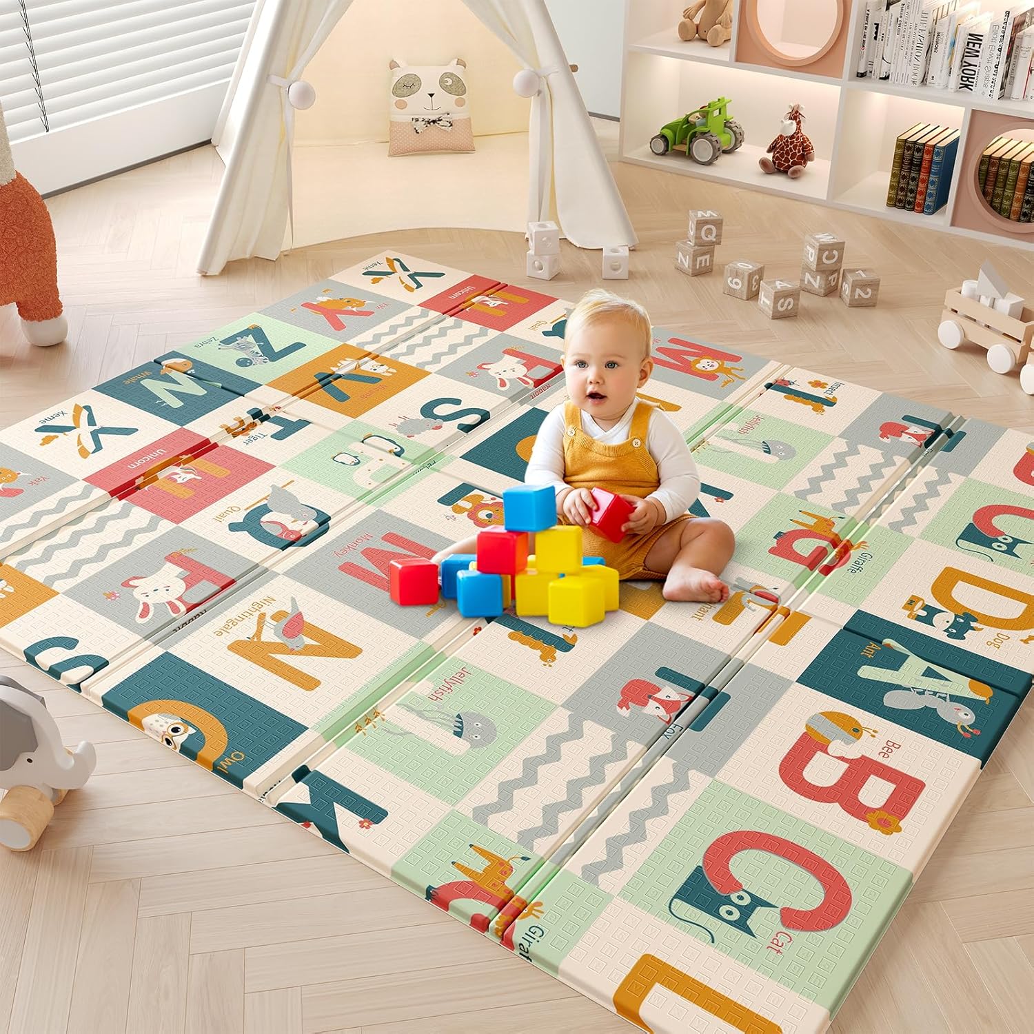 Dripex Baby Play Mat, 177×148×1.5cm Large Foam Crawling Playmat, Extra Thick Fol...