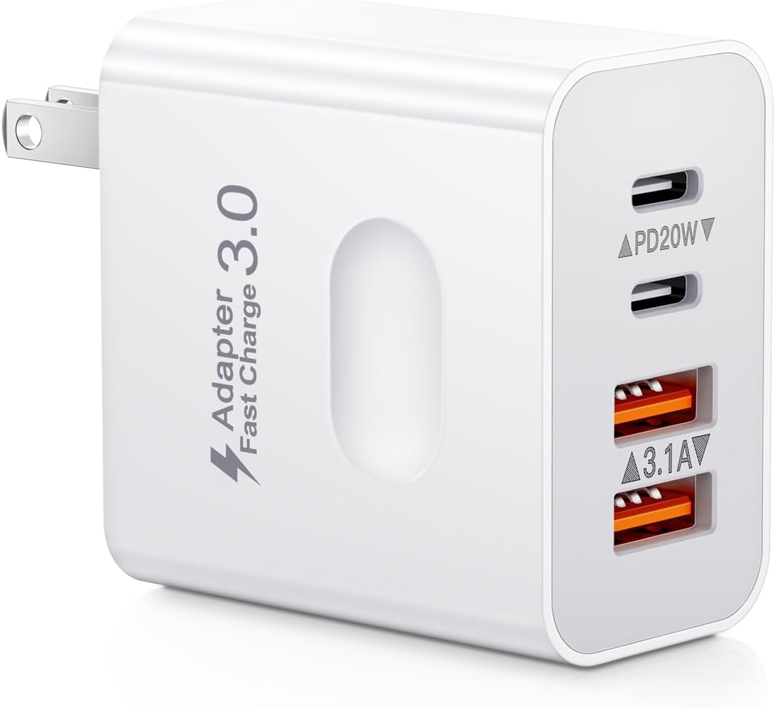 USB C Charger Block, 40W 4-Port USB-C Wall Charger Fast Charging Dual Port USBC...