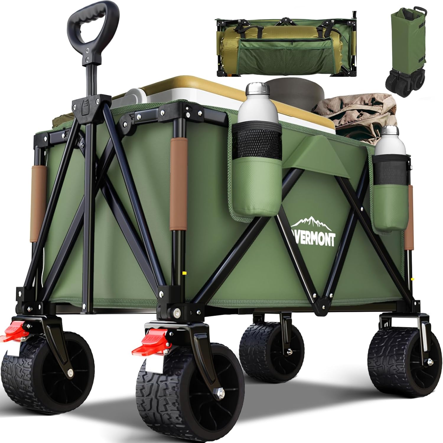 Overmont 150kg Festival Camping Trolley on Wheels - Heavy Duty Folding Beach Wag...