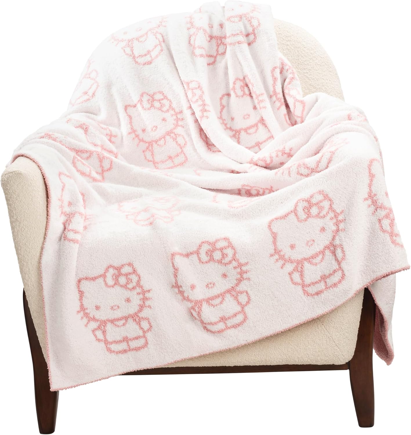 Hello Kitty Feather Knit Fluffy Throw Blanket - Fuzzy Blanket Measures 50 x 60 I...
