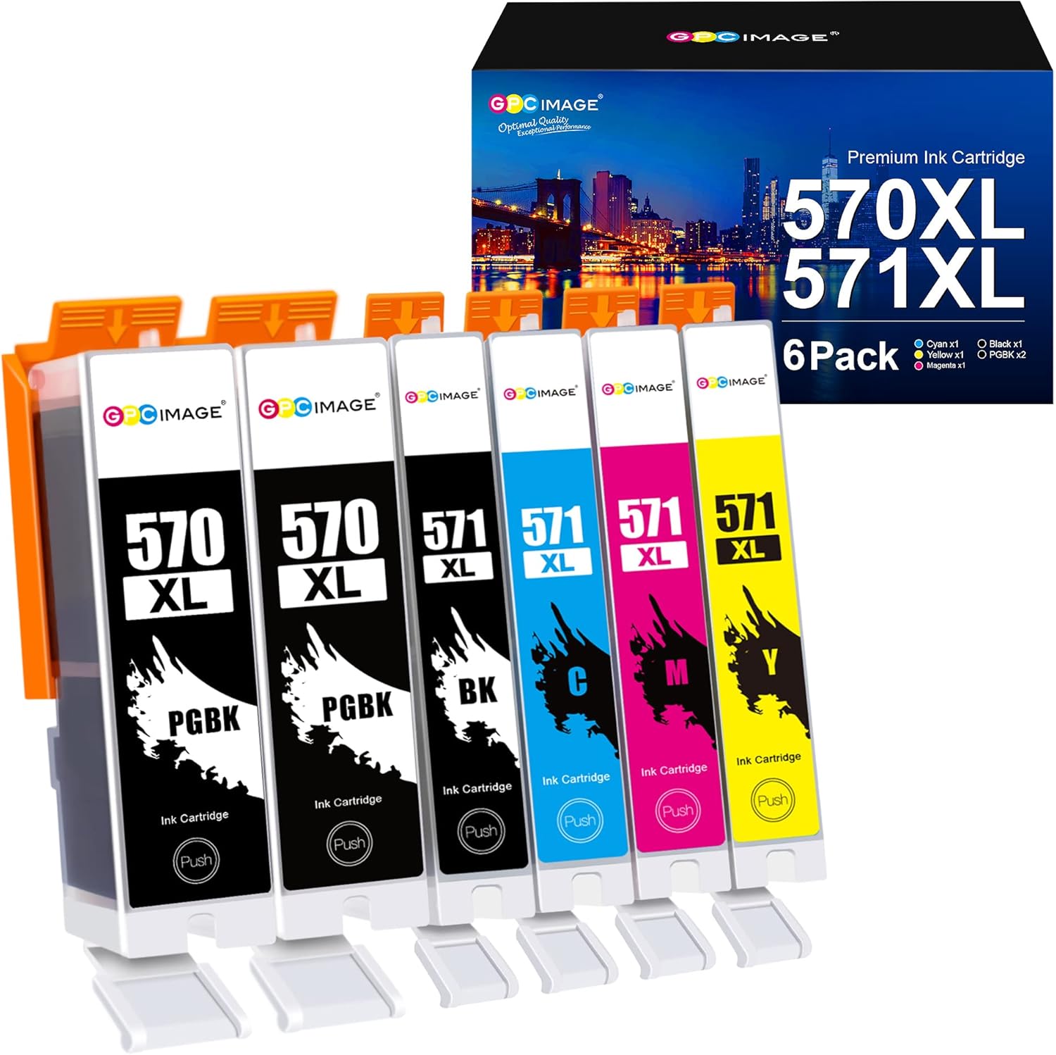 GPC Image Ink Cartridges Replacement for Canon PGI-570XL CLI-571XL Compatible wi...