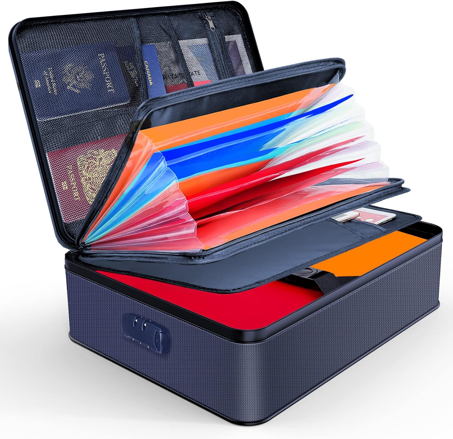 JUNDUN Fireproof Document Box, Waterproof and Fireproof Document Storage,Portabl...
