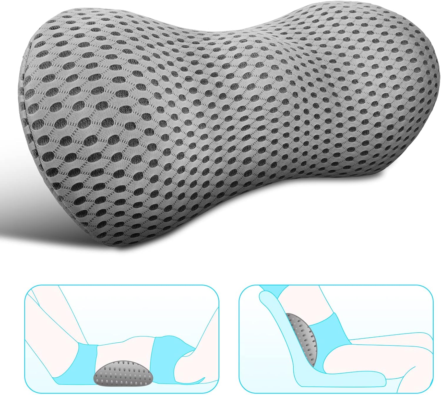 Lumbar Support Pillow - Memory Foam for Low Back Pain Relief, Ergonomic Streamli...