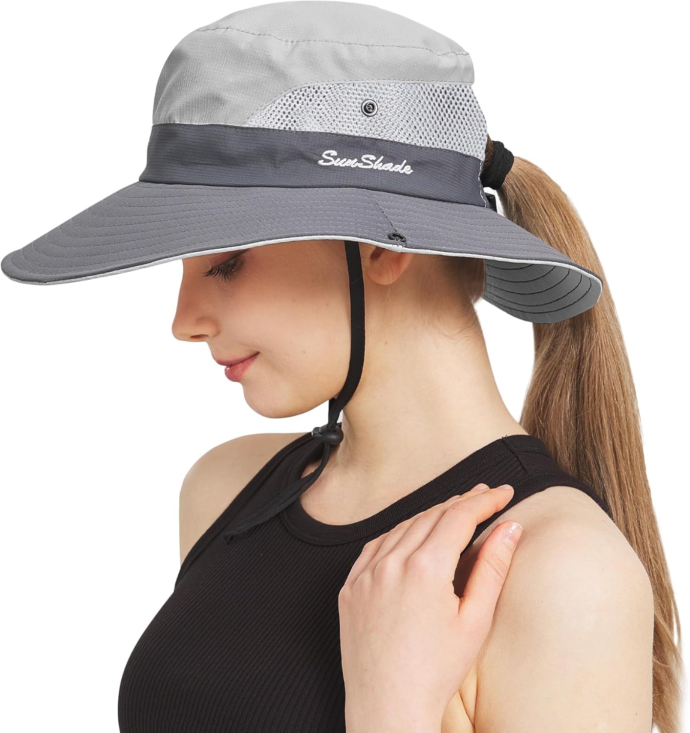 NPQQUAN Ponytail Sun Bucket Hats for Women Men Wide Brim UPF 50+ Fishing & Beach...