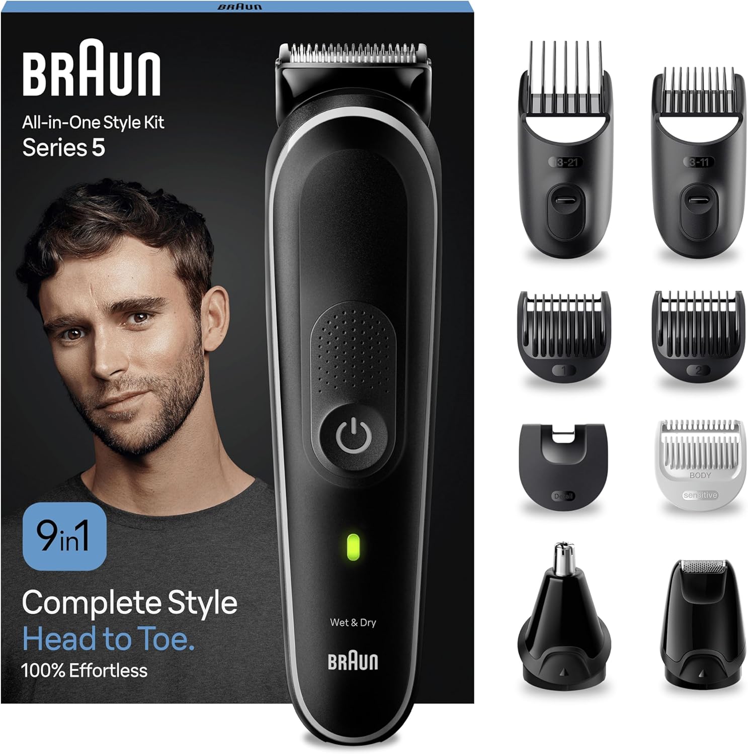 Braun All-in-One Style Kit Series 5 MGK5410, 9-in-1 Everyday Grooming Kit for Me...