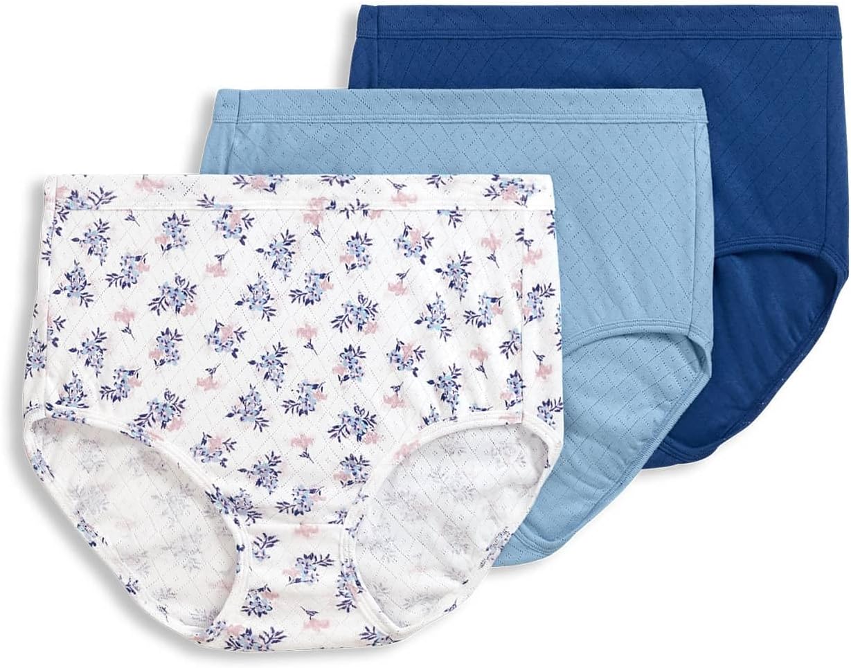 Jockey Women's Underwear Elance Breathe Brief - 3 Pack 7 Blue Stardust/Stardust...