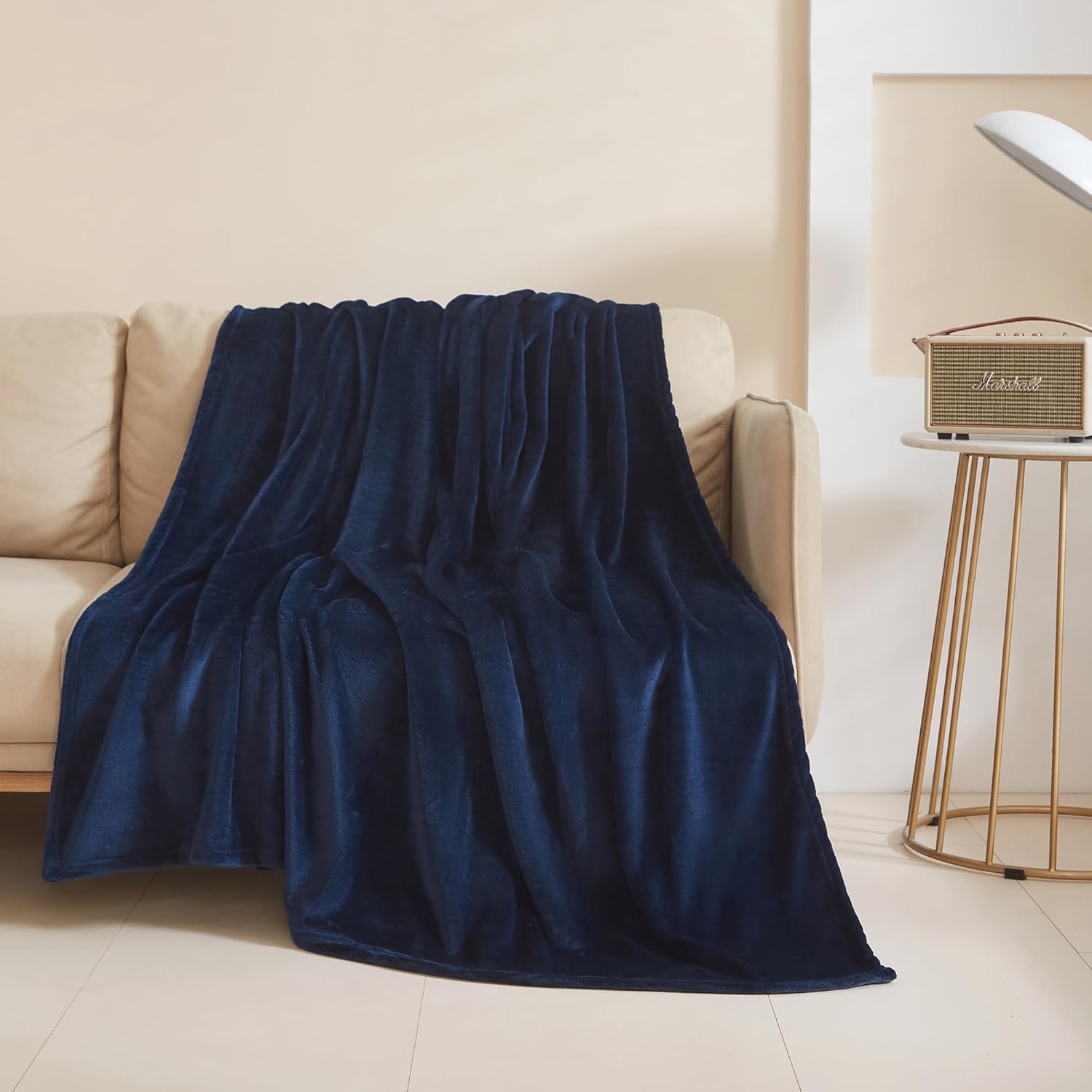 LaSyL Fleece Twin 60"x80" Dark Blue - Soft Cozy Plush Fuzzy Flannel Bed Blanket...