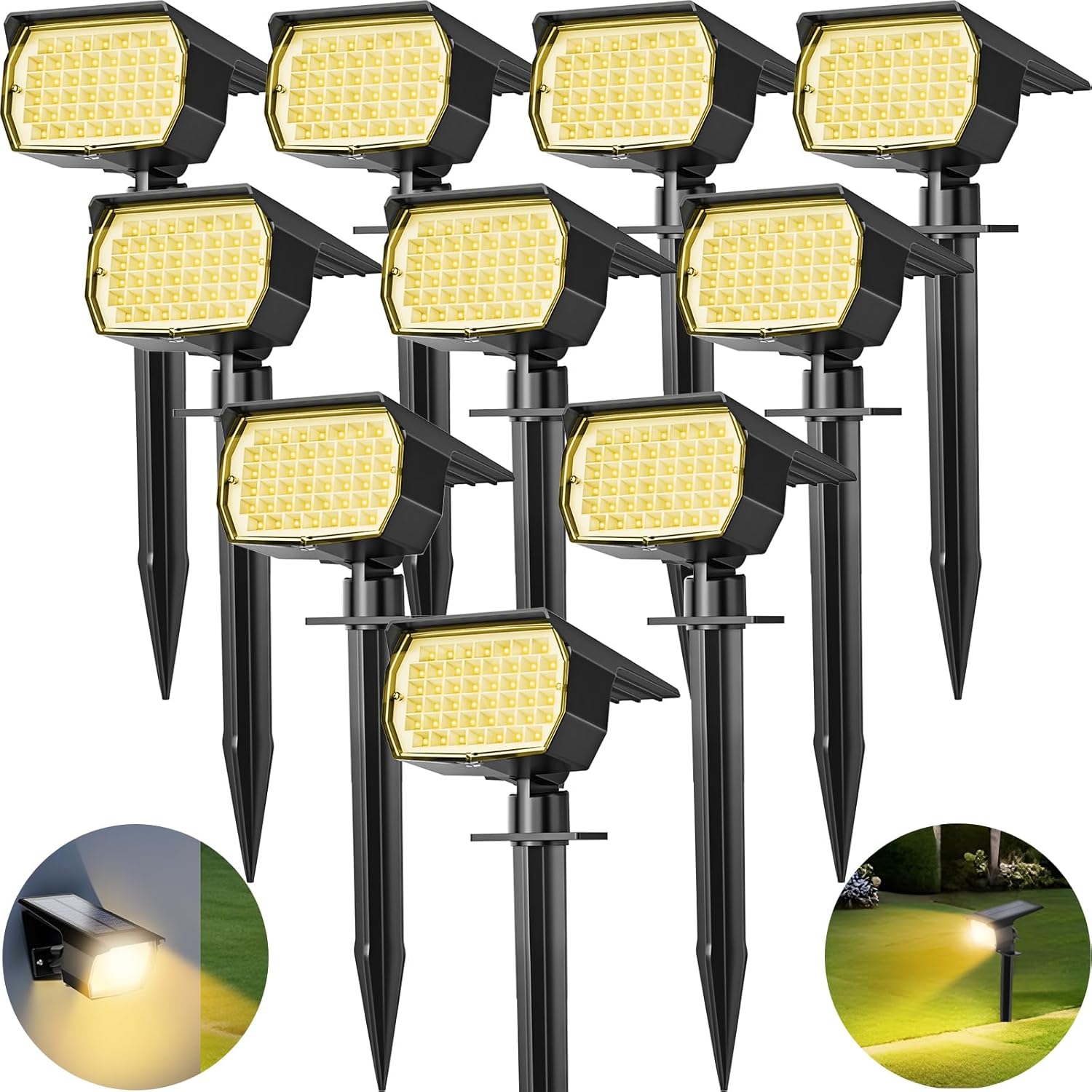 Solar Spot Lights Outdoor 10 Pack, [46 LED/3 Modes] Solar Landscape Spotlights W...