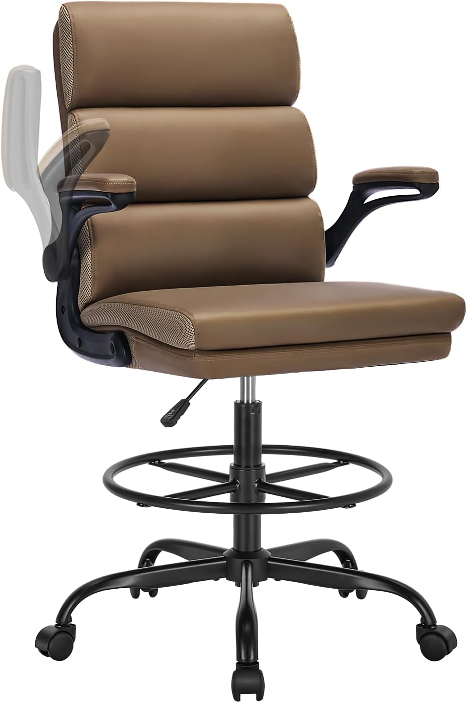 Drafting Chair Tall Office Chair with Padded Flip-up Armrests Executive Ergonomi...