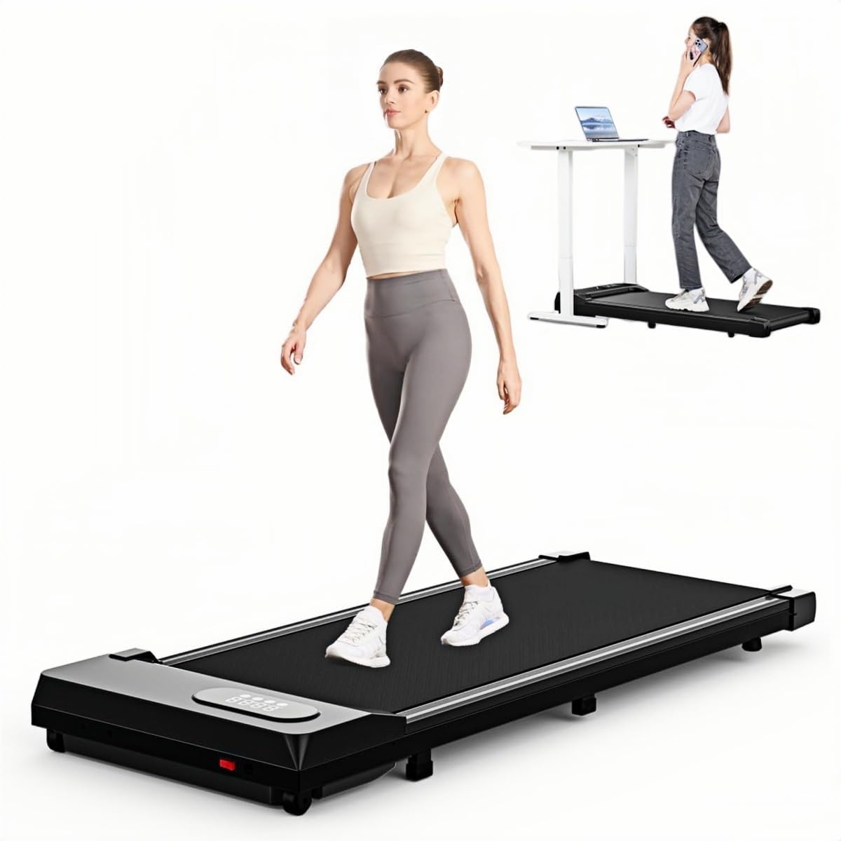 Bigzzia Walking Pad Treadmill, 3 in 1 Under Desk Treadmill, 2.5HP Treadmills for...