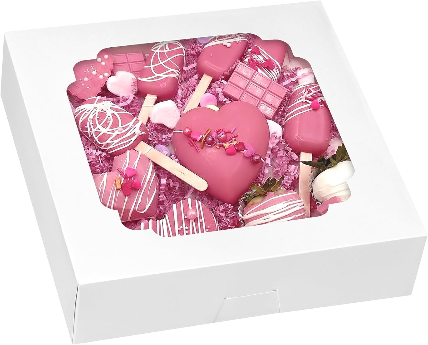 Moretoes 56pcs Pie Boxes 10x10x2.5 Inches Bakery Boxes with Window for Cookies,...