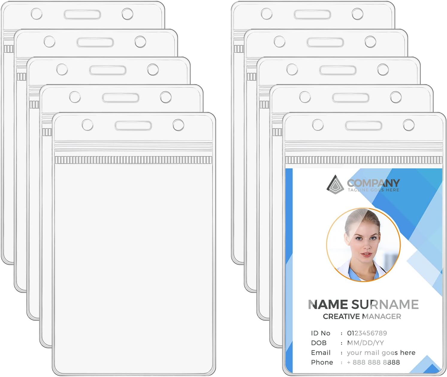 Vicloon Plastic Card Holder, 10Pcs Vertical Name Card Holder Name Tag Clear Badg...