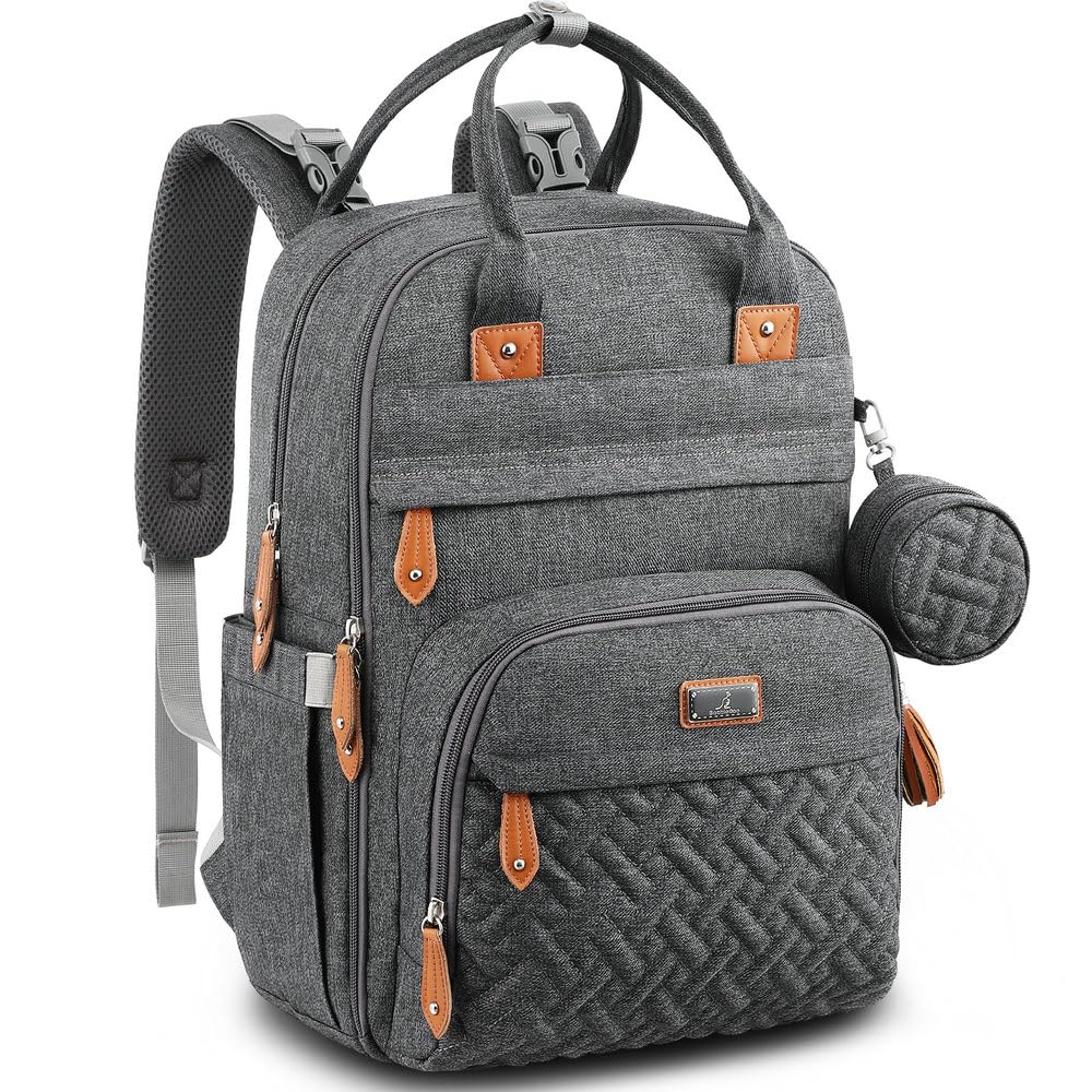 BabbleRoo Diaper Bag Backpack - Baby Essentials Travel Tote - Multi Function Wat...