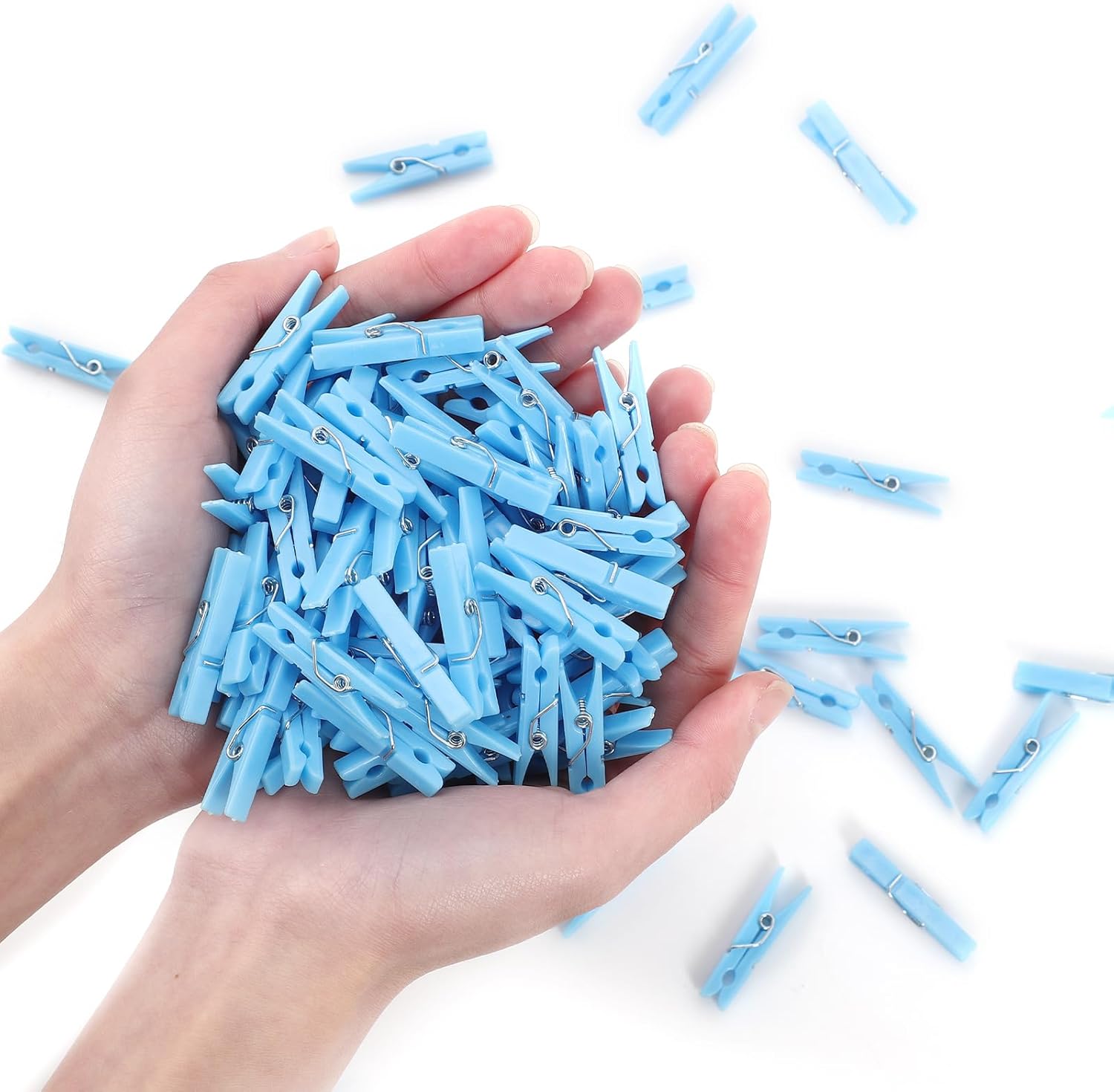 100PCS Baby Shower Clothespins Games Boy Plastic Clothes Pin with Storage Bag Mi...