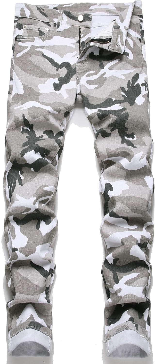RXXKKK Men's Regular Slim Fit Jeans 42 715 Camouflage