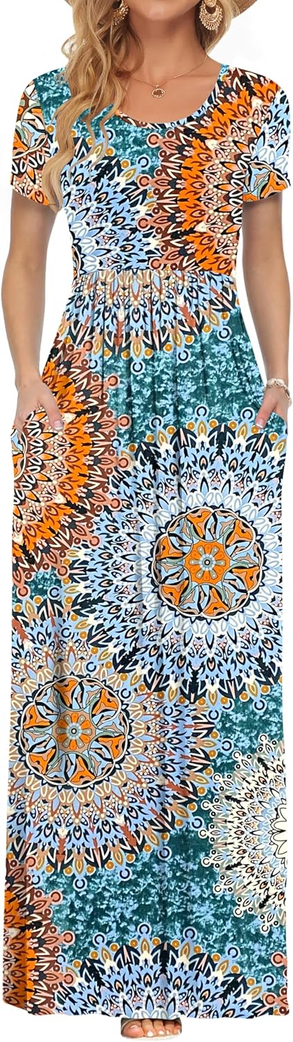 AUSELILY Maxi Dress for Women - Summer Casual Long Dresses for Ladies with Pocke...