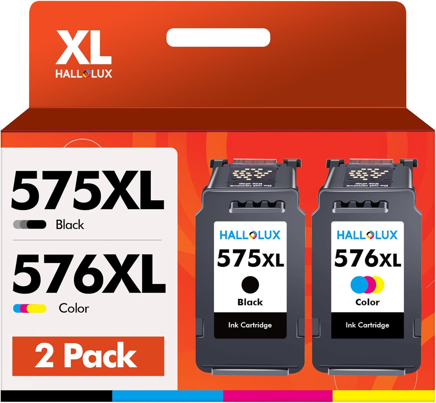 HALLOLUX PG-575XL CL-576XL Black/Tri-color 2-Pack Remanufactured Ink Cartridges...