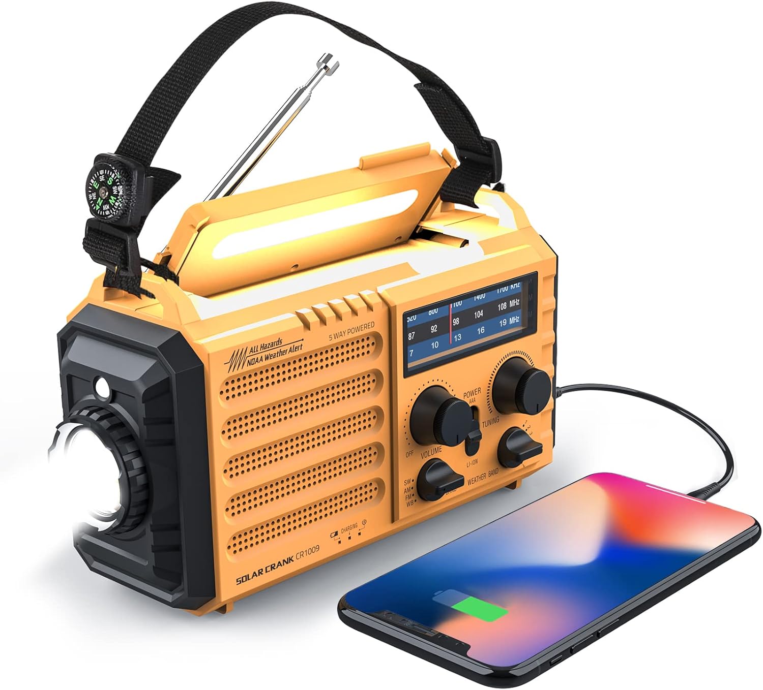 Raynic Weather Radio, 5000mAh/18500mWh NOAA Weather Radio, Solar Hand Crank Emer...