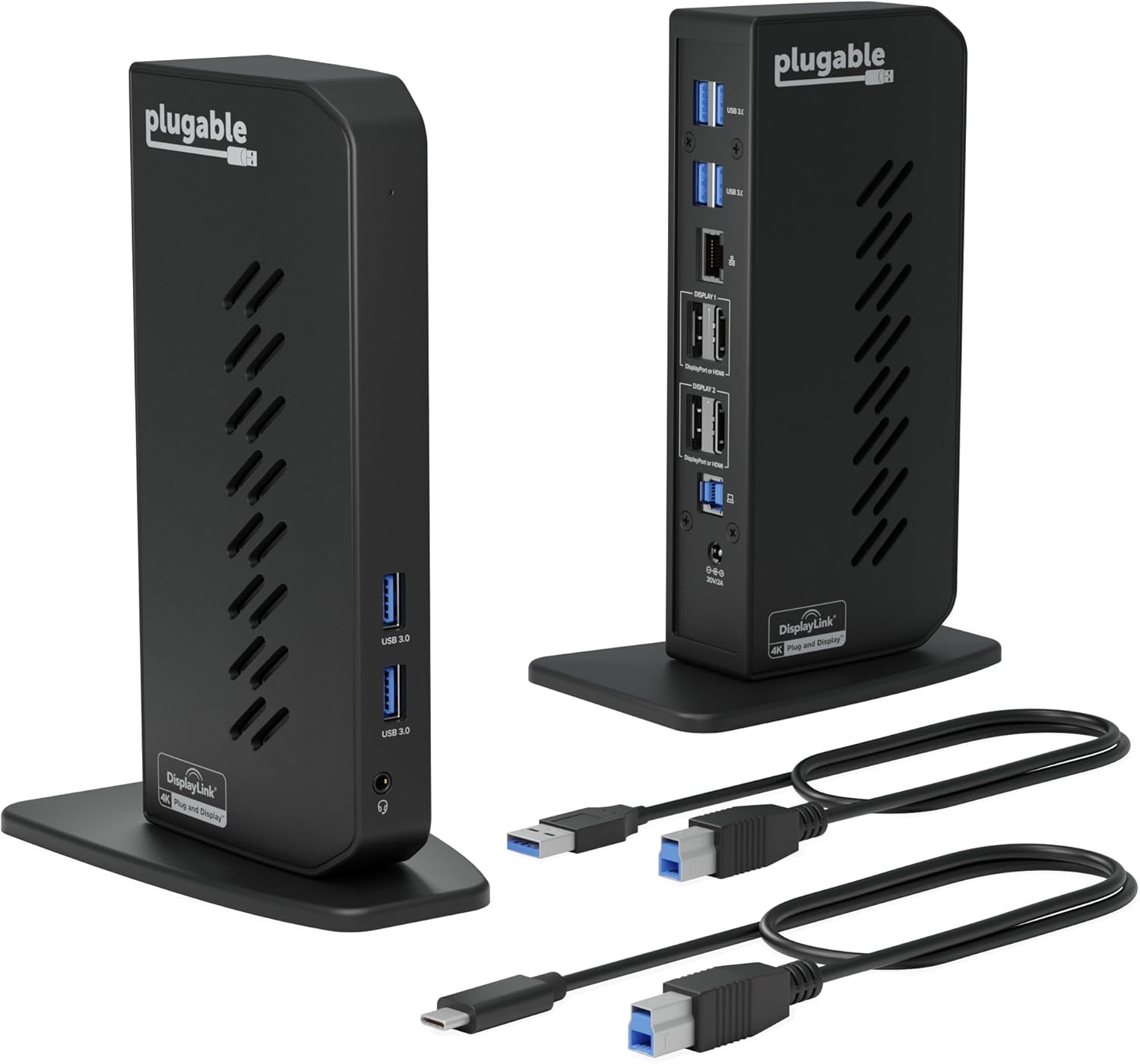 Plugable USB 3.0 and USB-C Dual 4K Display Docking Station with DisplayPort and...
