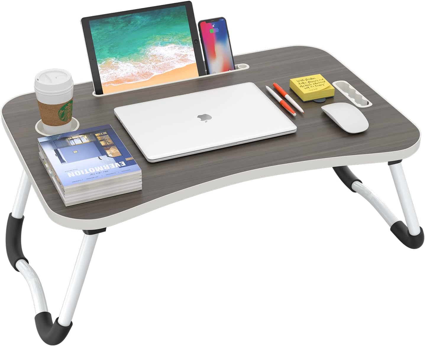 BUYIFY Folding Lap Desk, 23 Inch Portable Wood Bla...