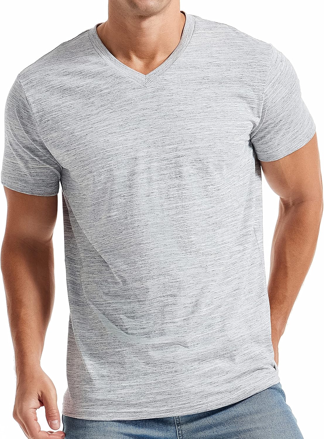 KLIEGOU Men's V Neck T Shirts - Casual Stylish Fitted Stretch Tees for Men Large...