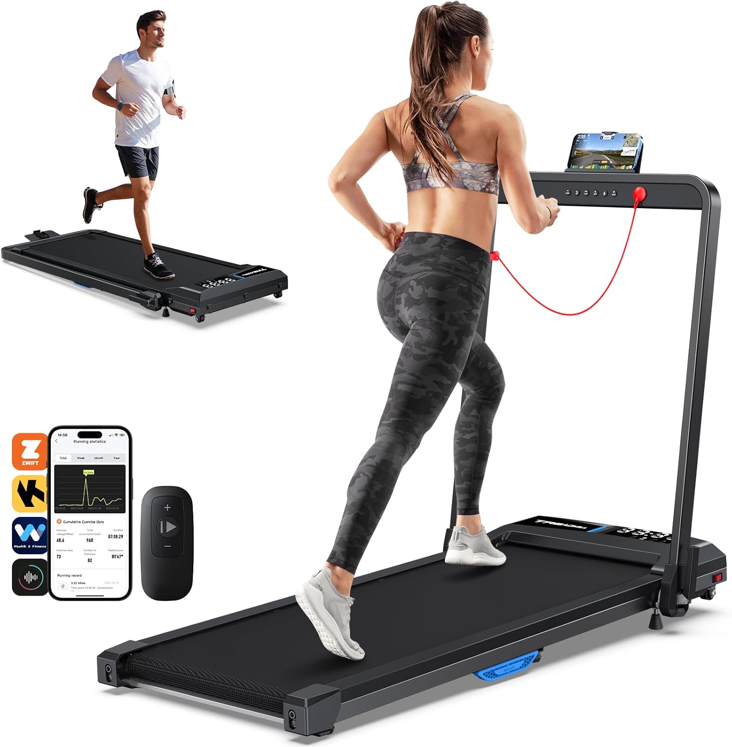 WELLFIT 10% Incline Walking Pad, 2.5HP 7.6MPH 340 lb+ Capacity Treadmills for Ho...