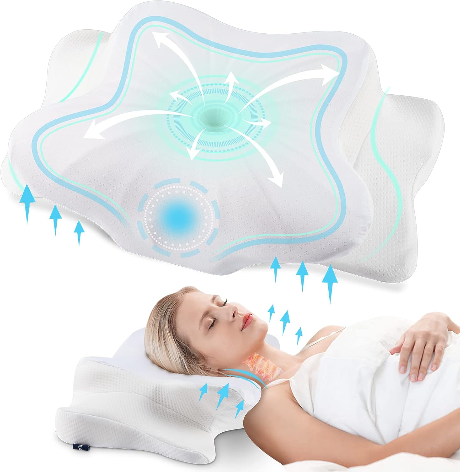 DONAMA Cervical Pillow for Neck and Shoulder,Contour Memory Foam Pillow,Ergonomi...