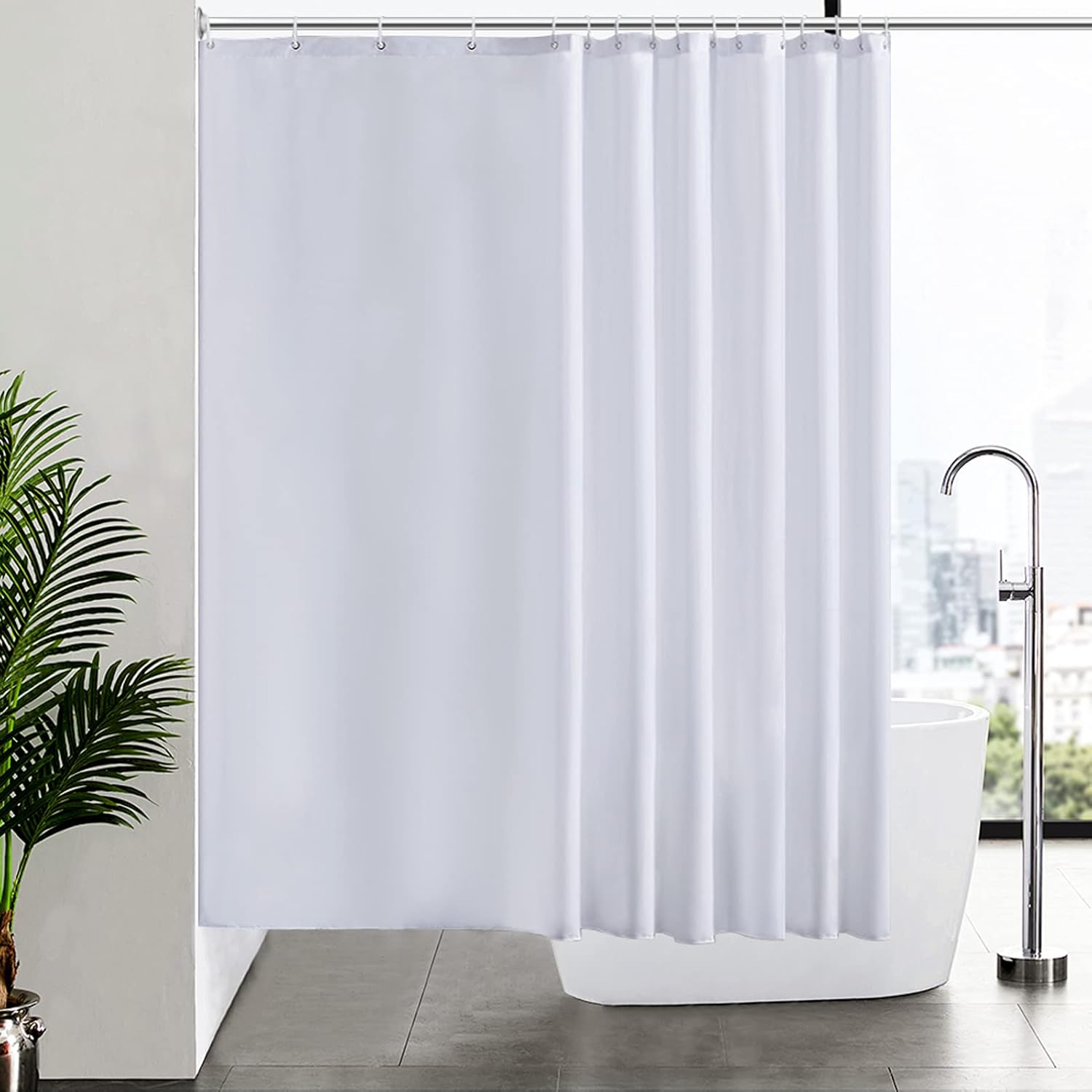 Furlinic Extra Wide Shower Curtain White Waterproof Mould Proof Resistantand Bat...
