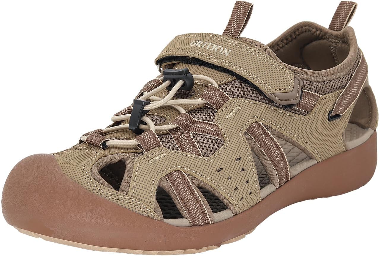 GRITION Mens Outdoor Hiking Sandals Summer Beach Closed Toe Water Sandal Waterpr...