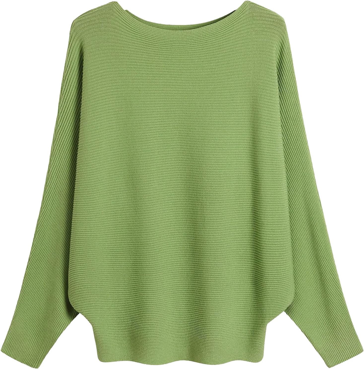 FULIER Boat Neck Batwing Sleeves Dolman Loose Knitted Sweaters and Pullovers Jum...