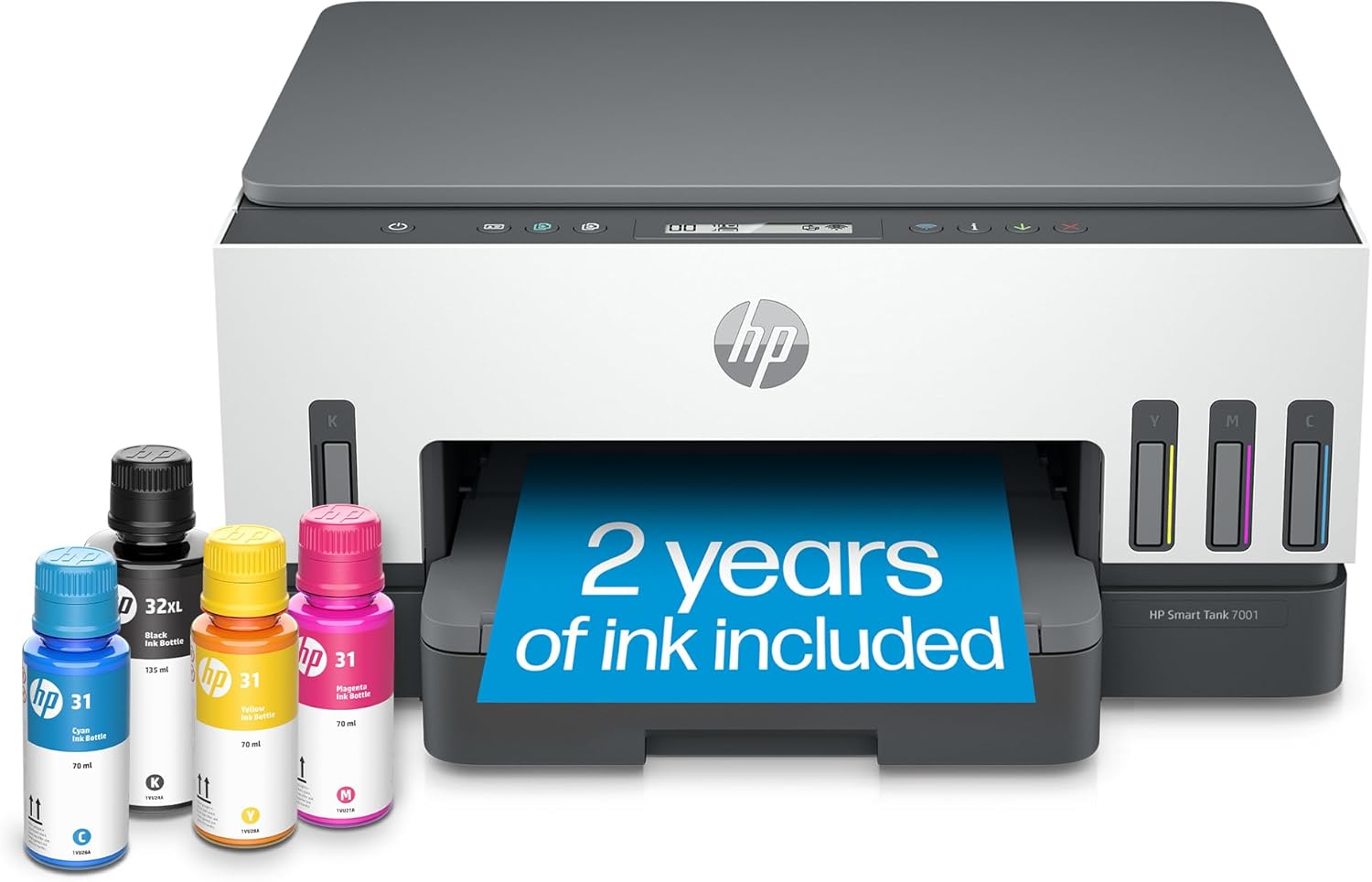 HP Smart -Tank 7001 Wireless All-in-One Cartridge-free Ink -Tank Printer, up to...