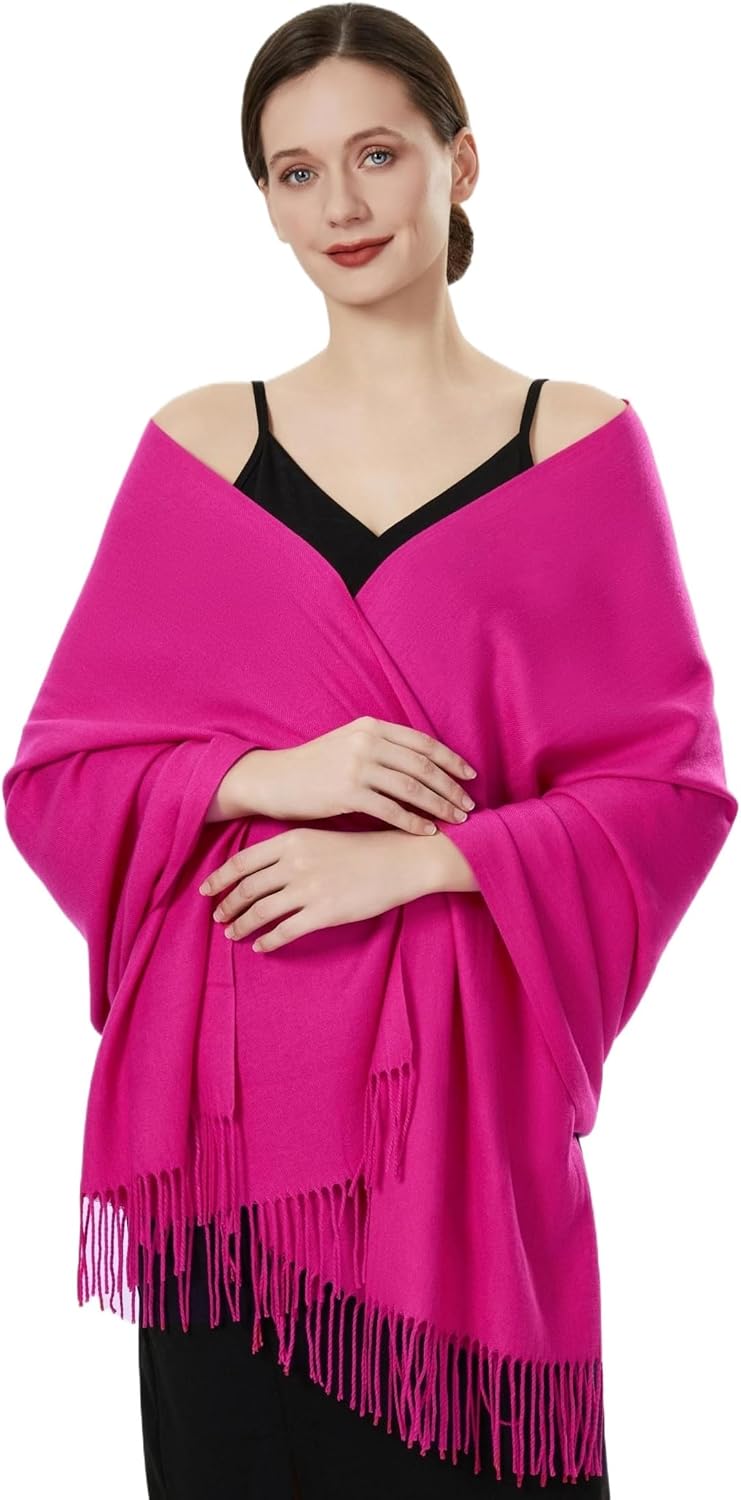 QBSM Womens Large Soft Wedding Evening Pashmina Shawls Wraps Scarfs