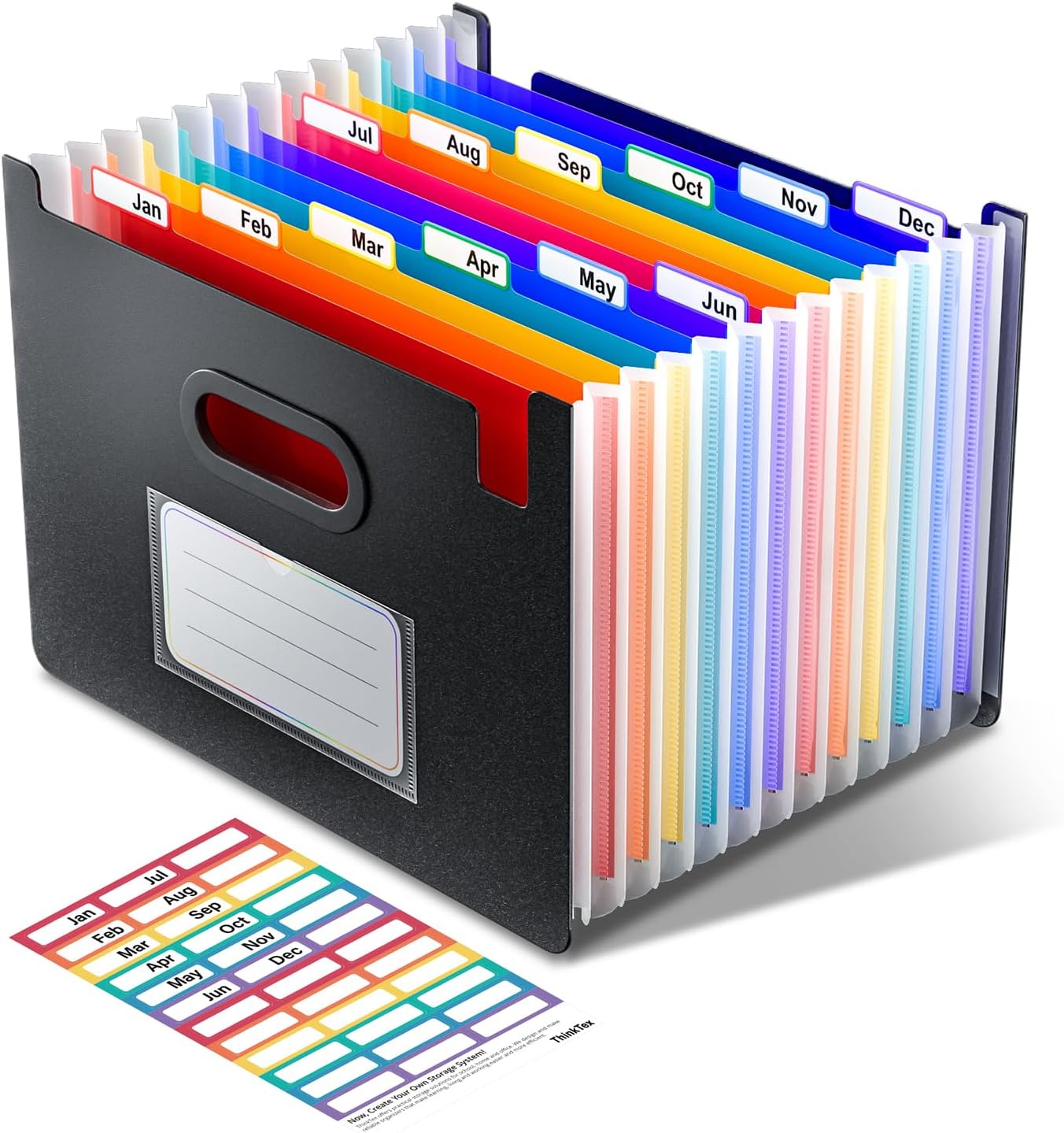 ThinkTex File Organiser, 12 Pockets Expanding File Folders, Upright and Open Top...