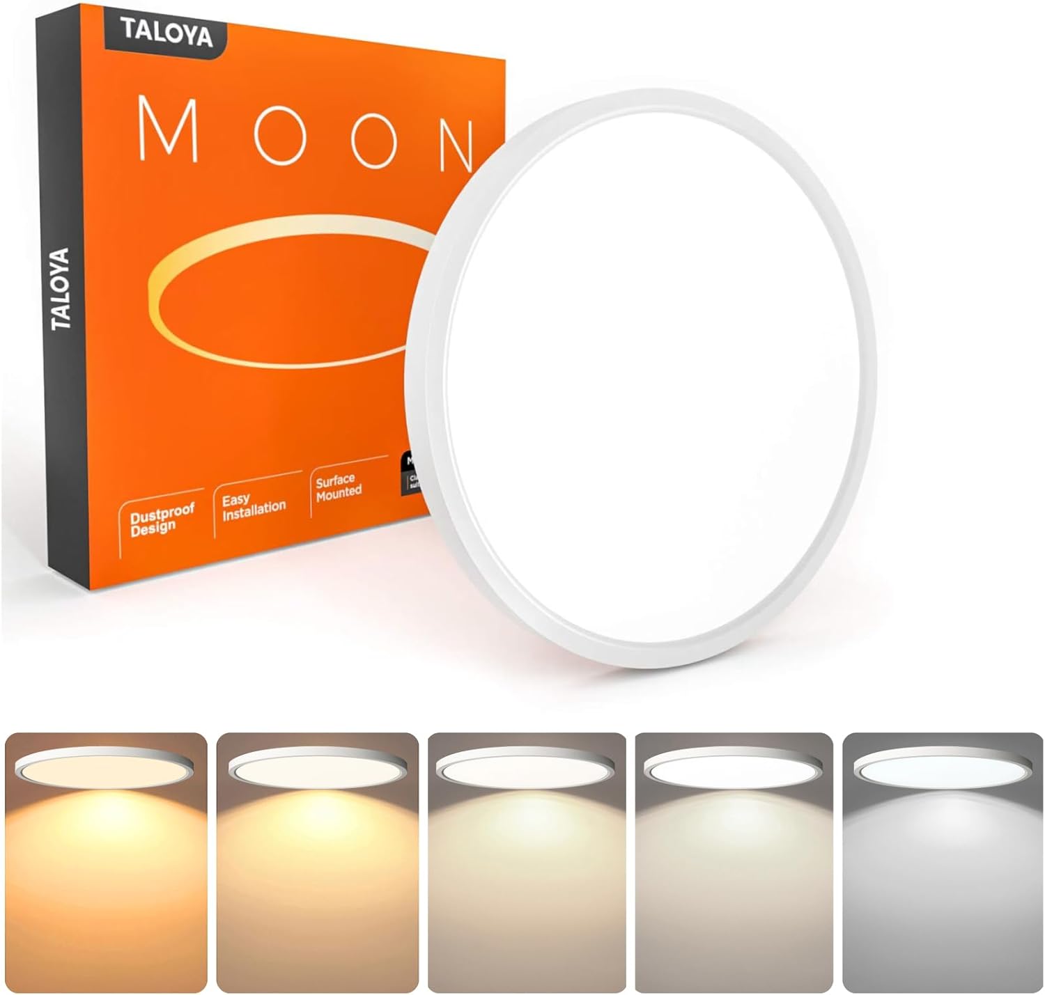 TALOYA Flush Mount 12 Inch Ceiling Light (Milk White Shell), 20W Surface Mount L...
