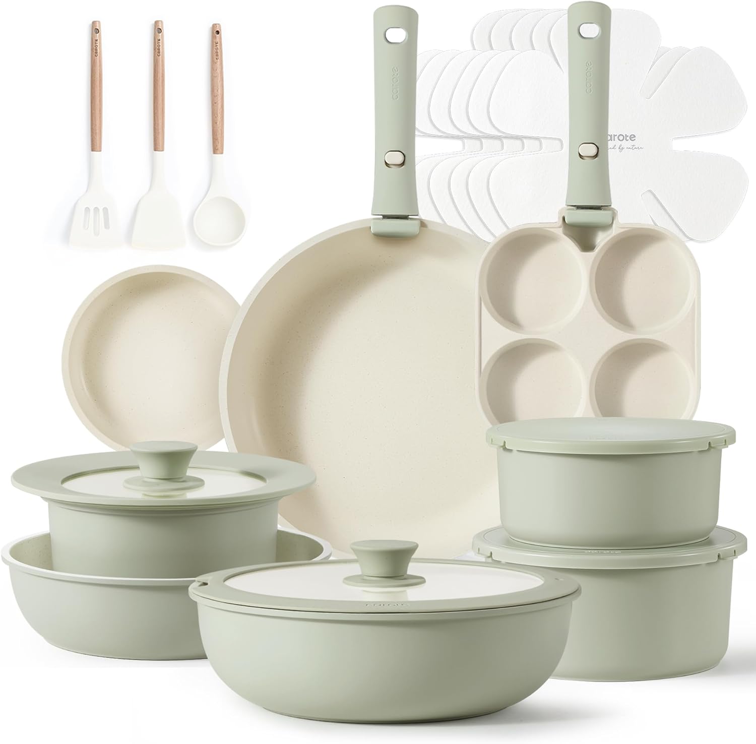 CAROTE 23pcs Pots and Pans Set Non Stick, Cookware Sets, Kitchen Set, Oven/Dishw...