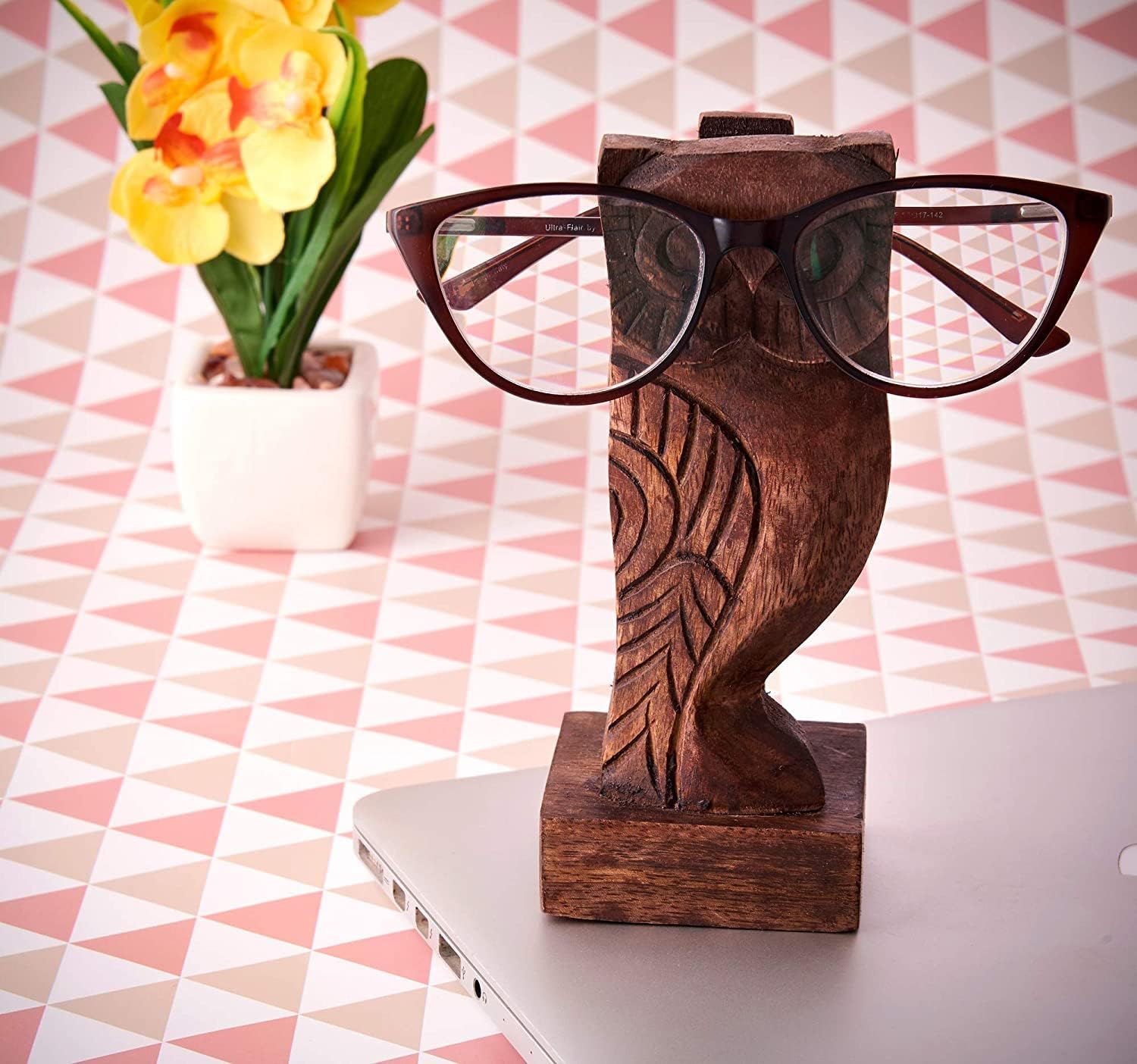 Gifts for Women Men Wooden Owl Glasses Holder Stand Sunglasses Reading Nightstan...