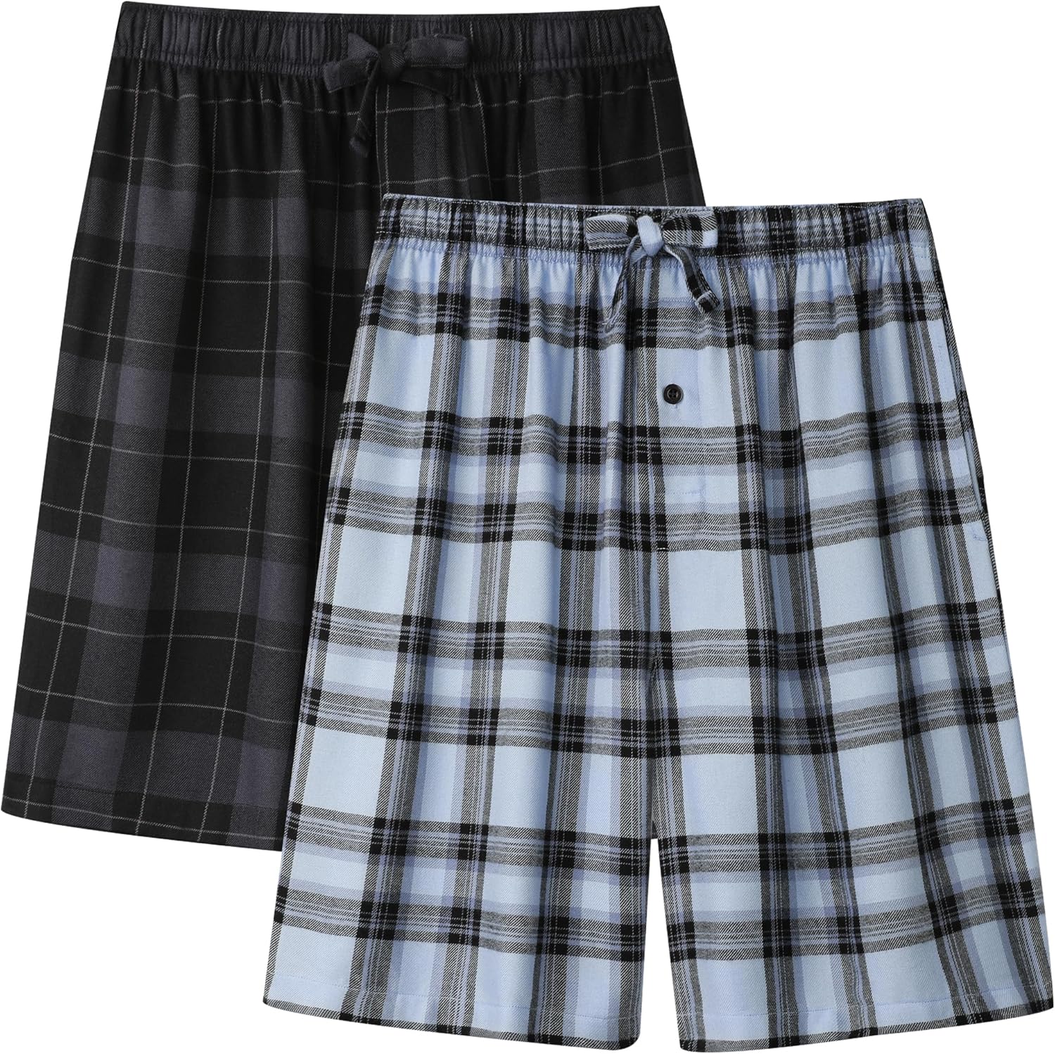 BAMBOO COOL Men's Pajama Shorts Plaid Sleep Short Pants with Pockets Soft Lounge...