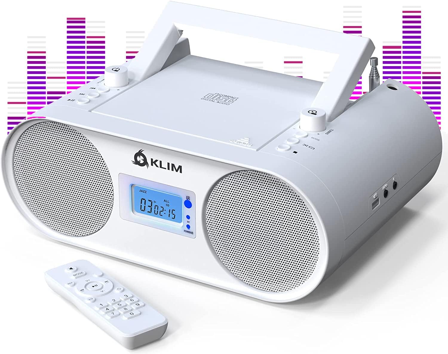 KLIM Boombox B4 CD Player Portable Audio System - New - AM/FM Radio with CD Play...