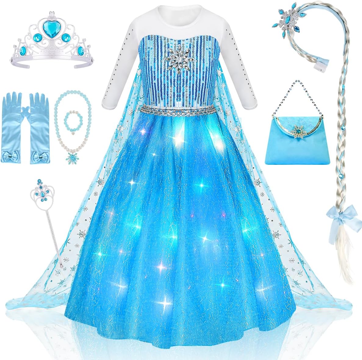 MELAND Princess Costumes for Girls, Princess Dress Up for 3 4 5 6 7 8 Year Old G...