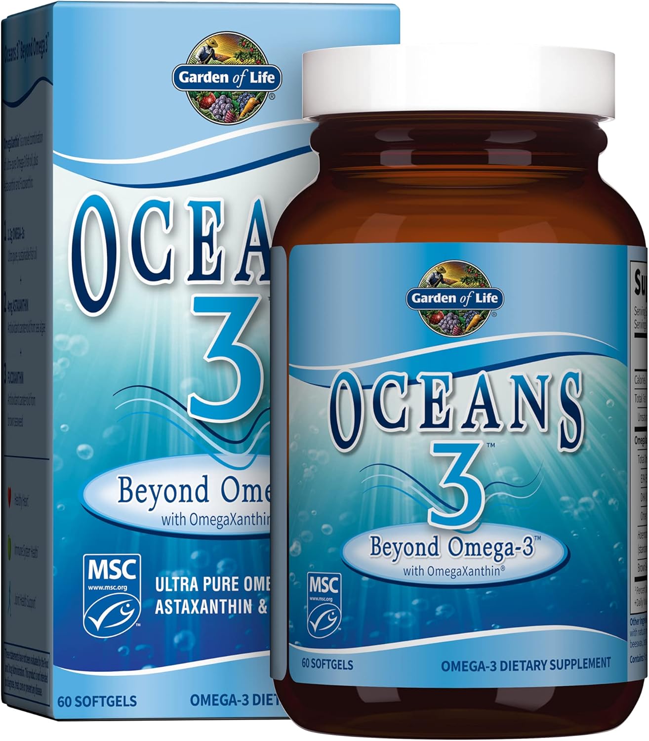Garden of Life Ultra Pure EPA/DHA Omega 3 Fish Oil - Oceans 3 Beyond Omega 3 Sup...