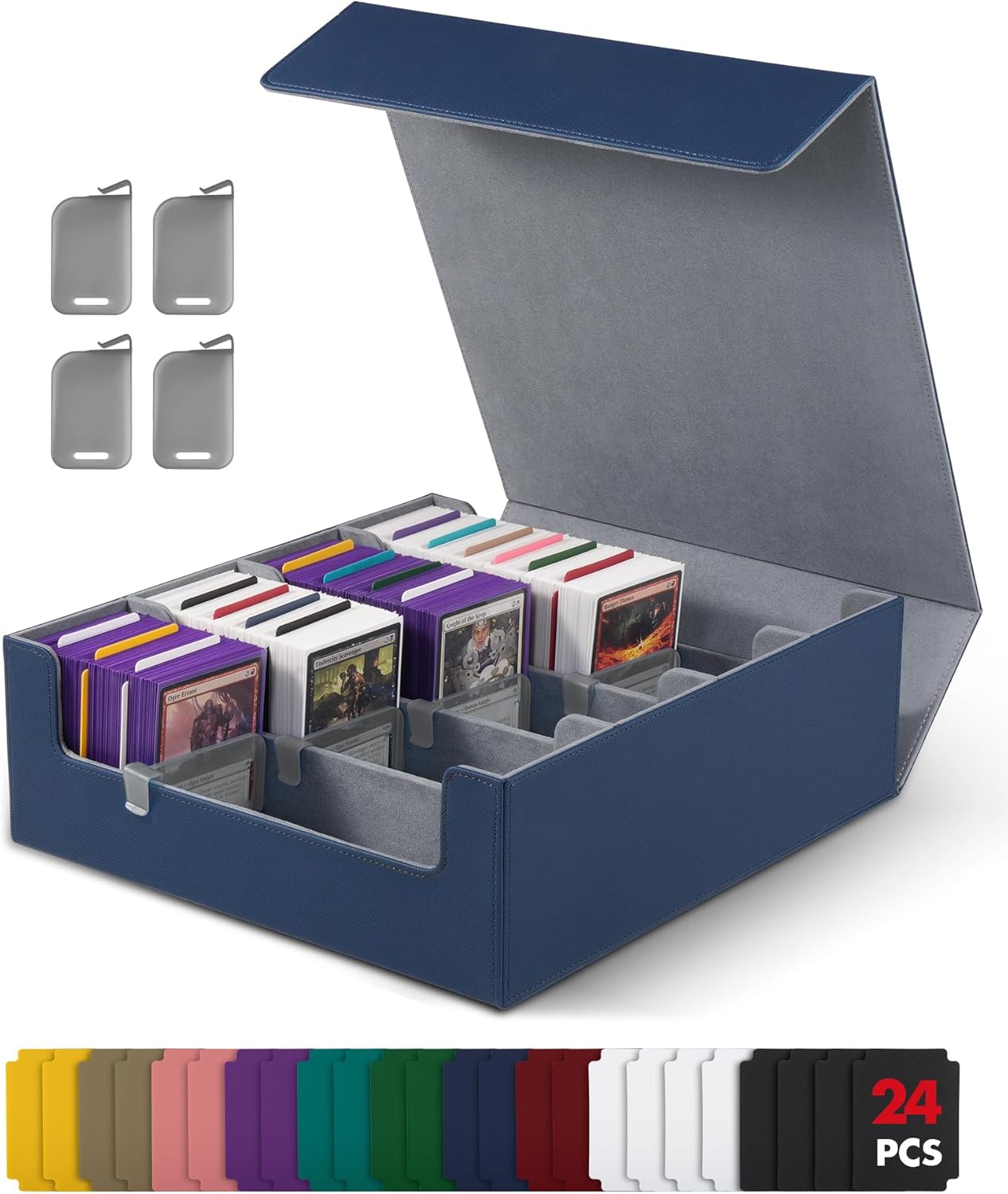 Card Storage Box for Trading Cards, 2400+ MTG Commander Deck Box With 24pcs Colo...