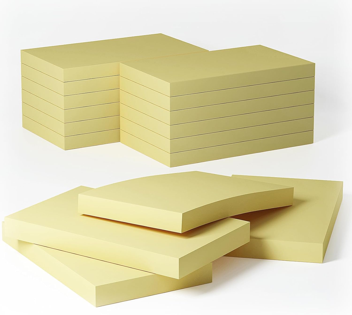 12 Pads- 76 x 127 mm Large Classics Yellow Sticky Notes,Self-Stick Memo Pads Its...