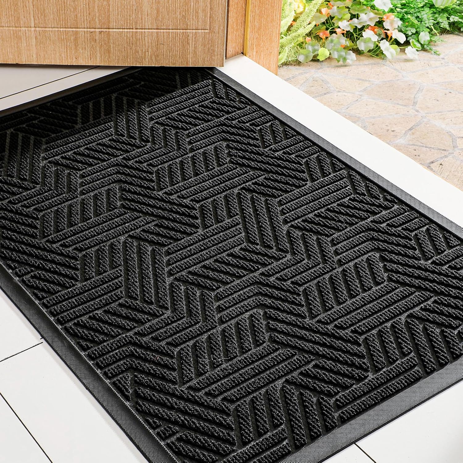 Mibao Front Door Mat Outside Entrance, Durable Outdoor Indoor Mat, Low Profile H...