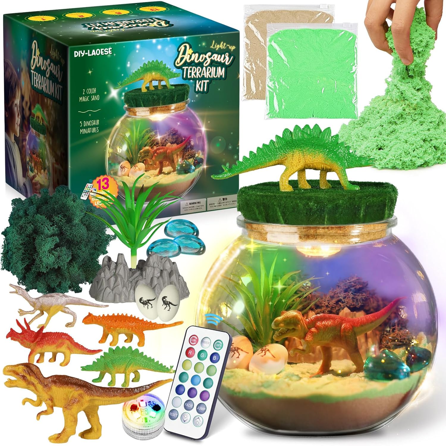 Dinosaur Gifts for Boys - Dinosaur Terrarium Kit for Kids - Birthday Gift for Bo...
