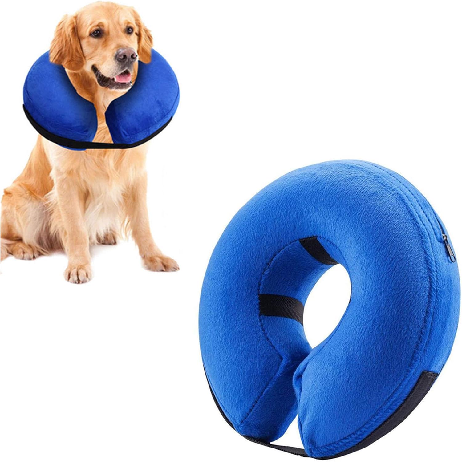 Emwel Pet Inflatable Collar for Dogs and Cats, Comfy Dog Protective Cone for Rec...