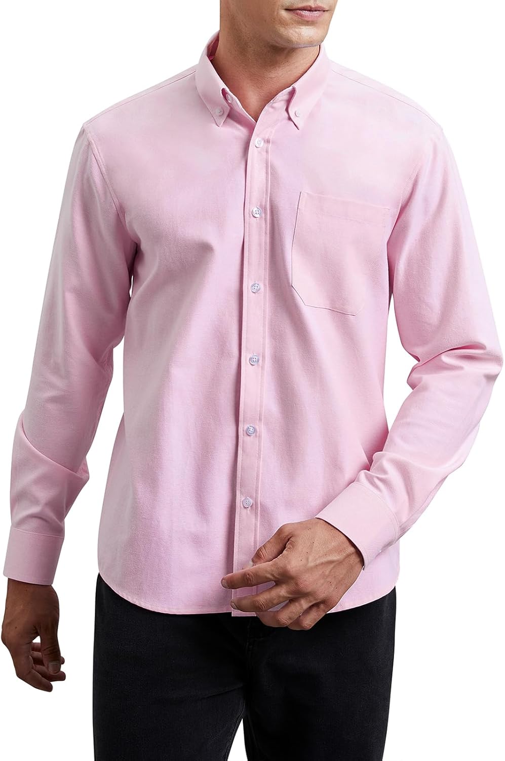 HISDERN Men's Oxford Shirts Casual Long Sleeve Shirt for Men Plain Smart Button...