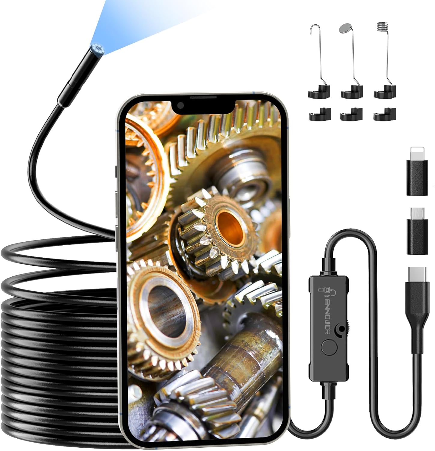 Ennovor Endoscope Inspection Camera, 1920P Flexible Rigid Endoscope, 8 LED Bores...