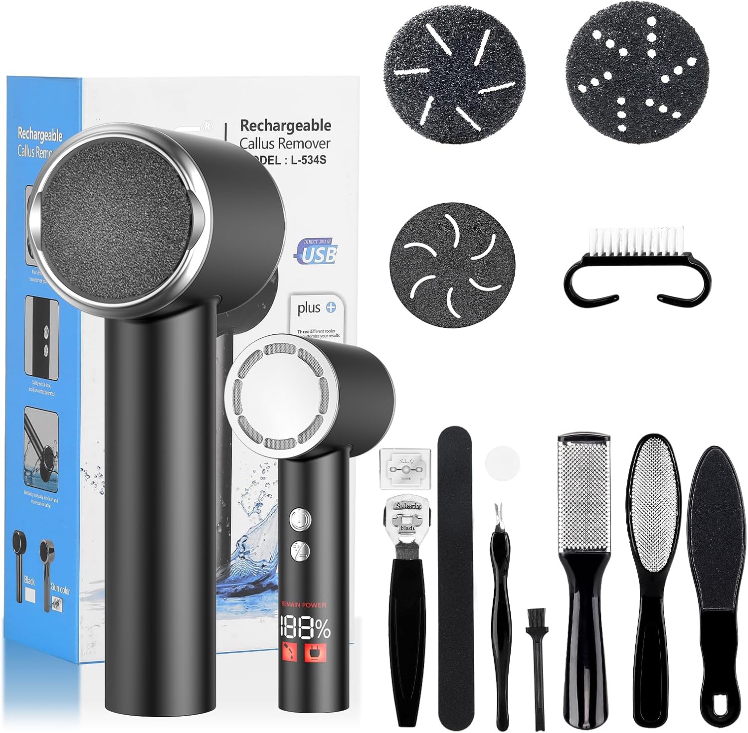 PKBD Electric Foot File for Hard Skin Remover Pedicure Sets for Feet Kit Callus...