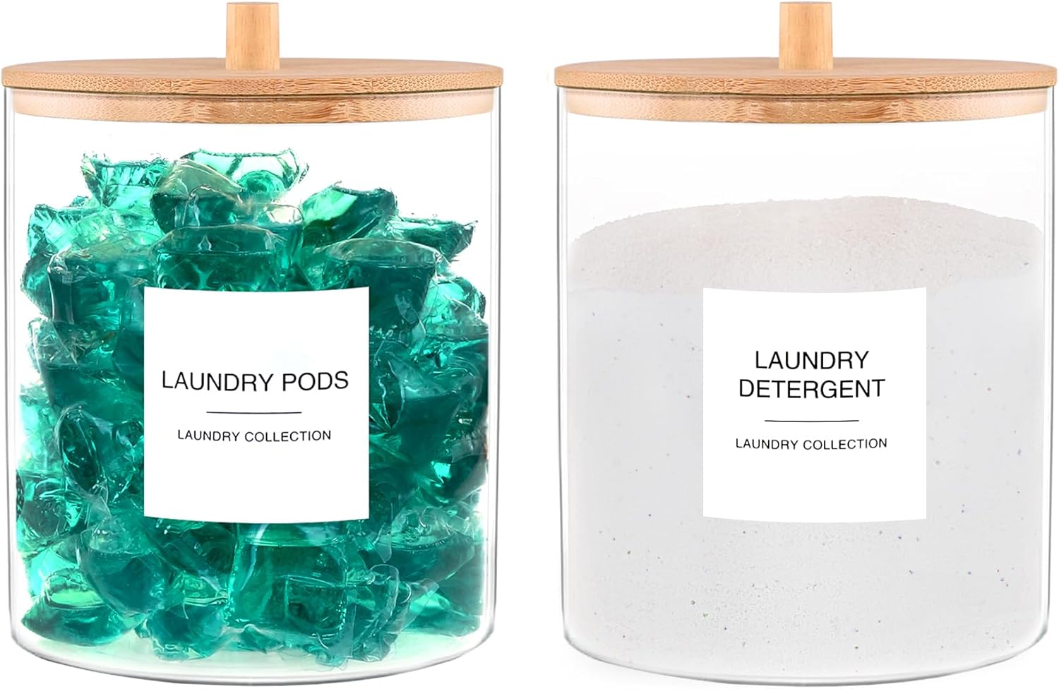 Glass Jars for Laundry Room Organization, Special Laundry Pods Container with 27...