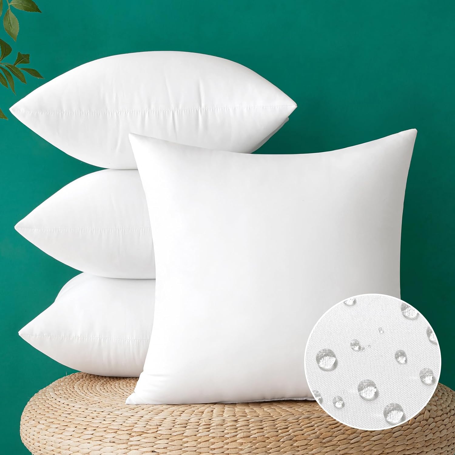 MIULEE Pack of 4 18x18 Inch Outdoor Pillow Inserts...